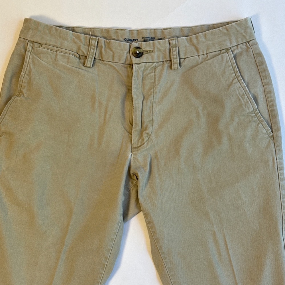 Old Navy Mens Ultimate Slim Built-In Flex Chino Pants Khaki Tan 30x30 Stretch - Picture 4 of 10